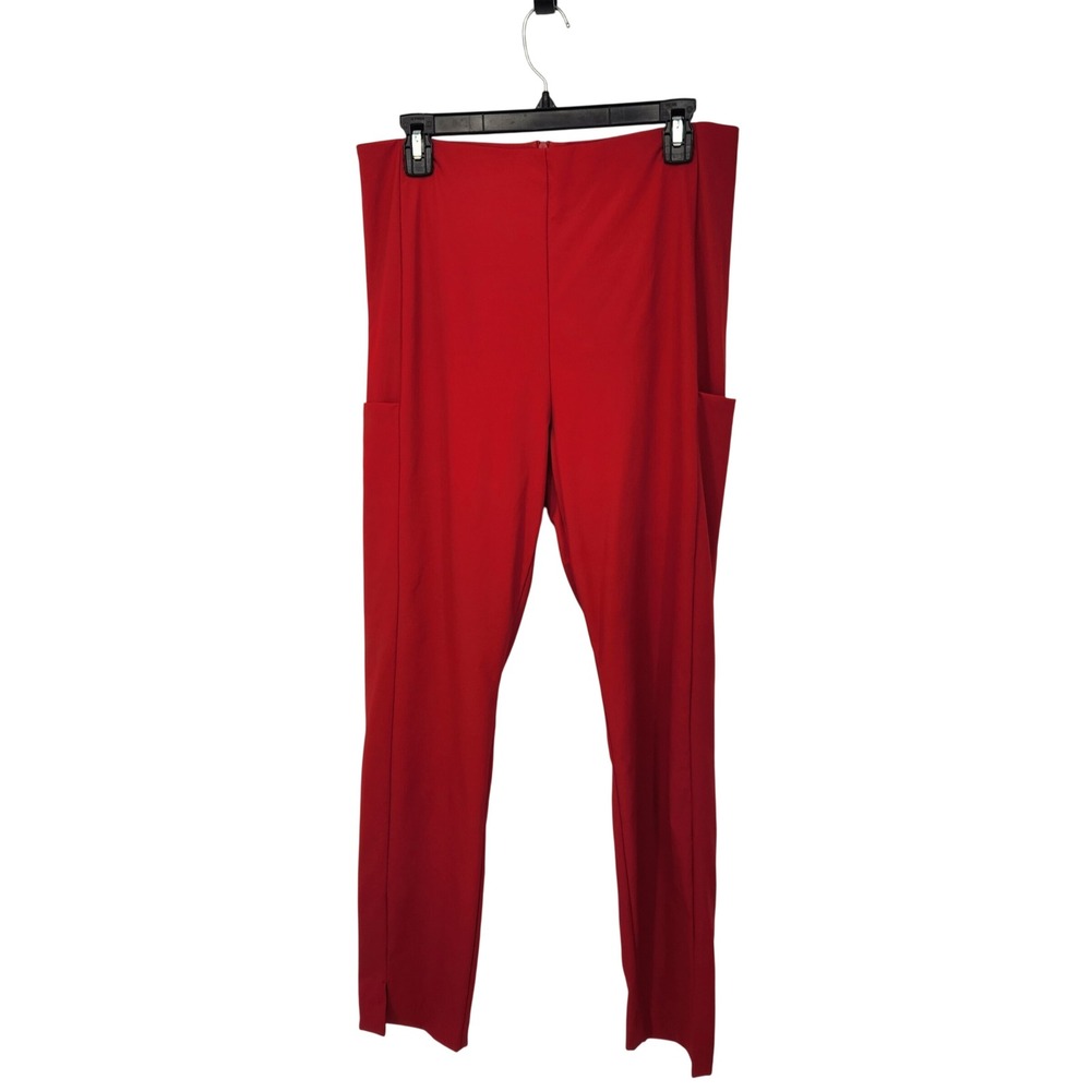 Athleta Wander Slim Ankle Pants Women's 12 Red Trek Tech Stretch Travel Work
